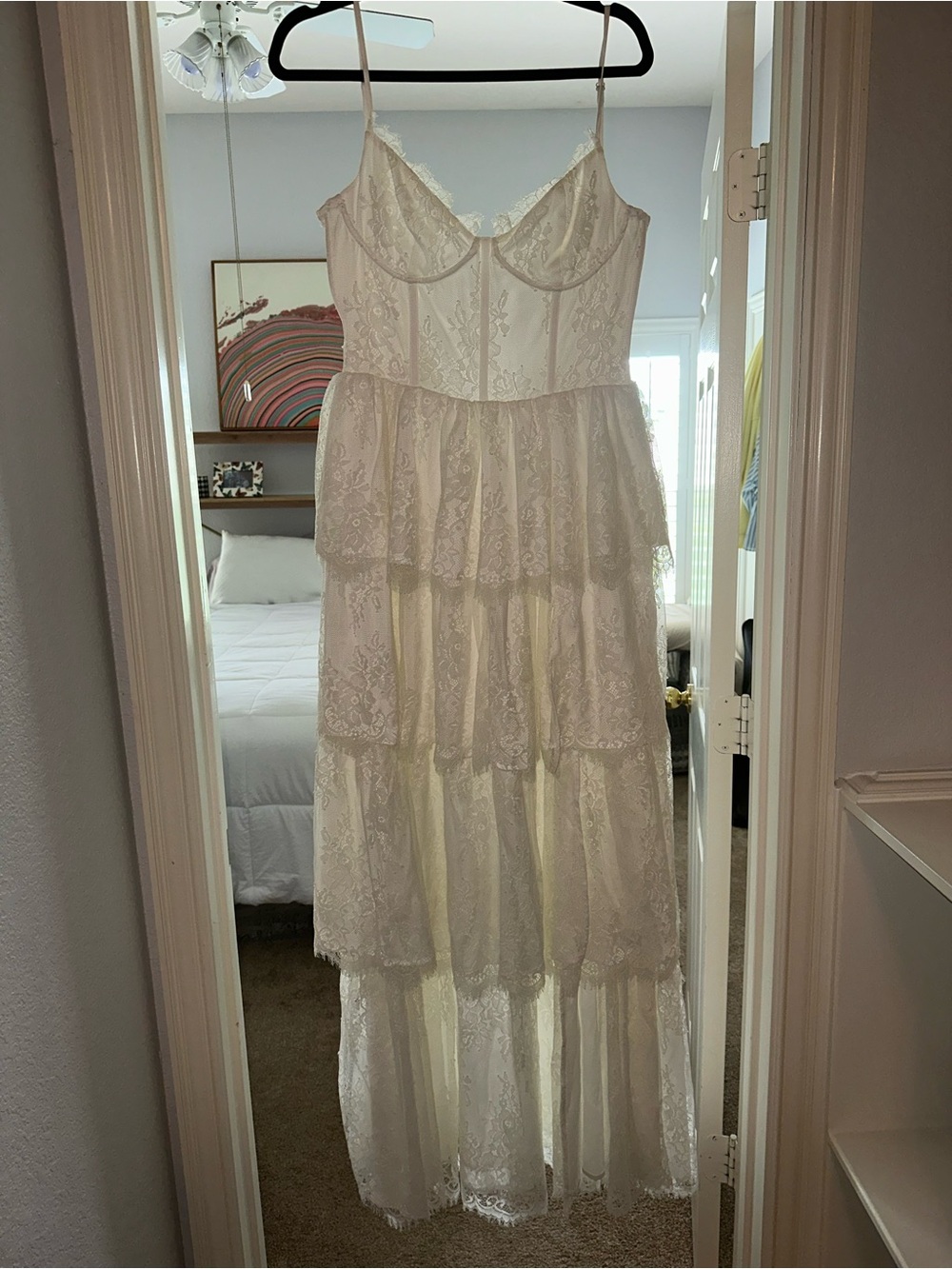 V. Chapman Lace Tiered Maxi Dress in Ivory